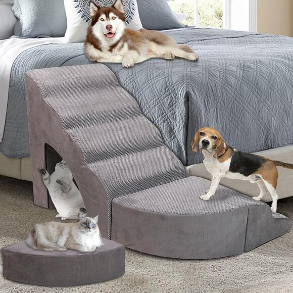 Foam Dog Stairs & Steps Ramps for High Beds 30 inches Tall for Small Dogs and Ca - Picture 1 of 9